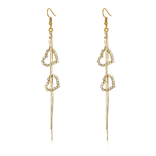 Yellow Chimes Hanging Hearts Gold Chandelier Earring for Women & Girls