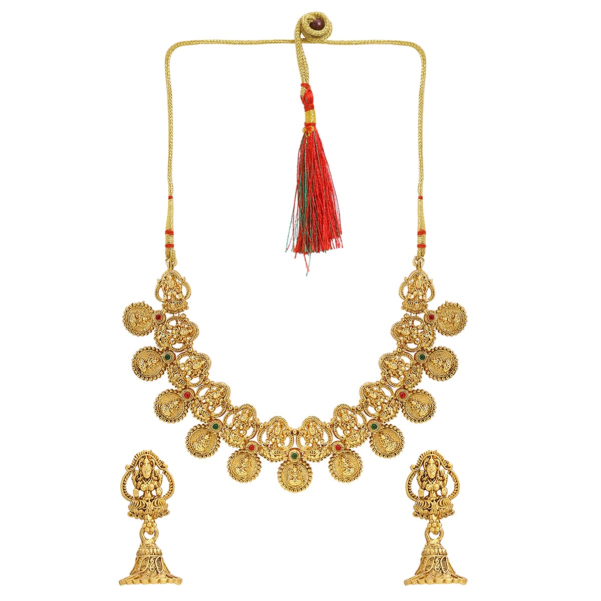 Yellow Chimes Jewellery Set For Women Gold Plated Traditional Choker Necklace Set with Earrings Temple Jewellery Set For Women and Girls