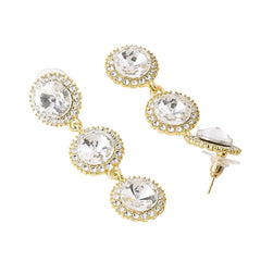 Yellow Chimes Earrings For Women Gold Tone Triple Crystal Round Shape Drop Earrings For Women and Girls