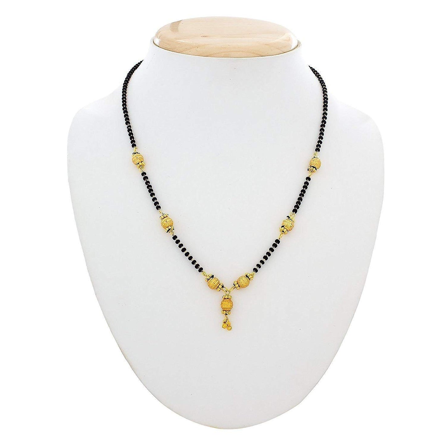 Yellow Chimes Combo of 2 PCs Ethnic Traditional Gold Plated Black Beads Mangalsutra Pendant Necklace for Women and Girls