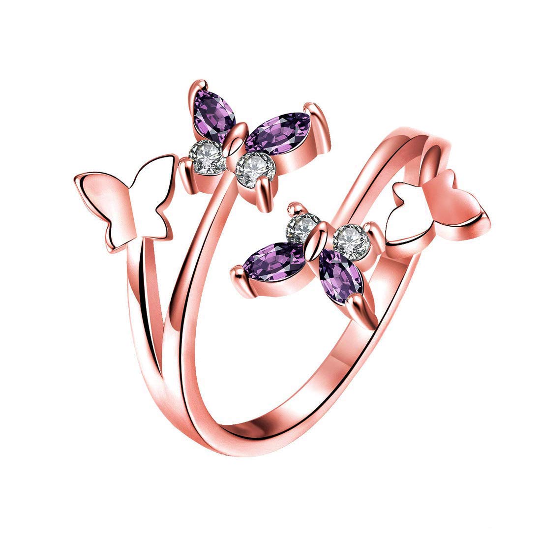 Yellow Chimes Rings for Women Crystal Butterfly Ring Rosegold Plated Adjustable Ring for Women and Girls.