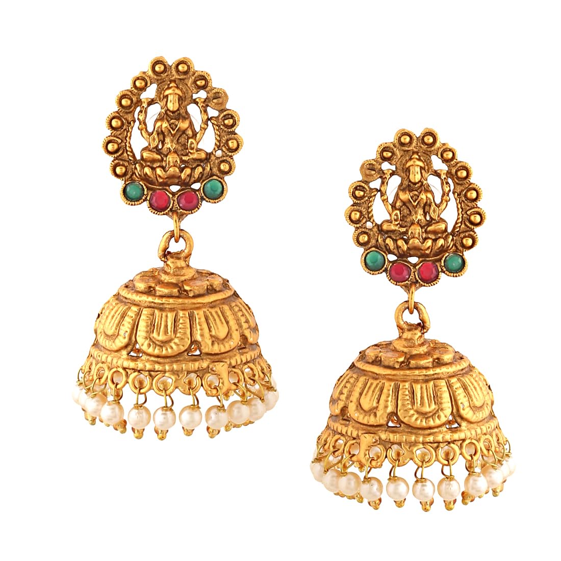 Kairangi Earrings For Women Gold Plated Pearl Dome Shaped Traditional Jhumka Earrings For Women and Girls