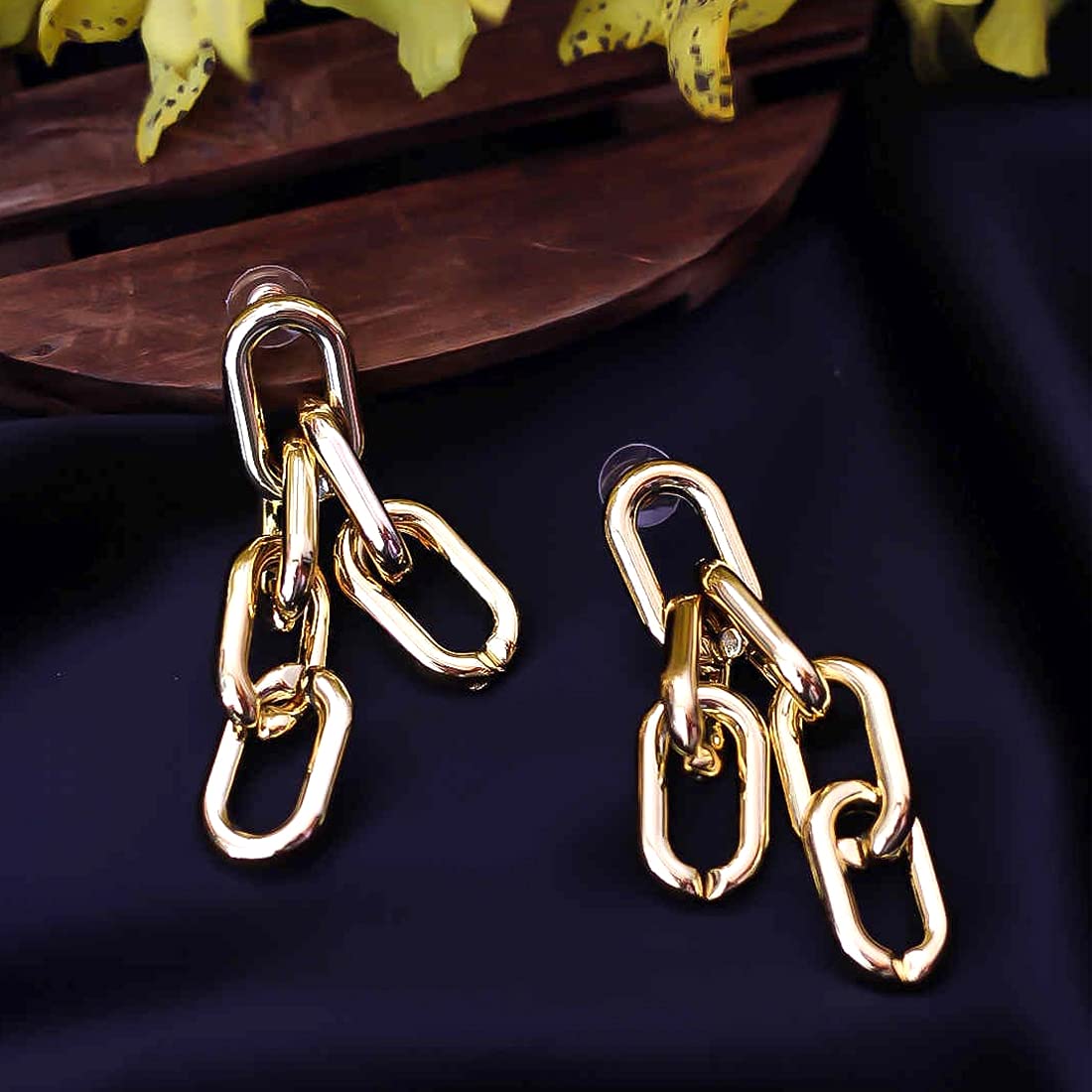 Yellow Chimes Elegant Latest Fashion Silver Plated White Floral Crystal designer Alloy Base Metal Drop Earrings (Design 11)