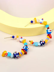 Yellow Chimes Earrings For Women Multicolor Beads Studded Hoop Earrings For Women and Girls