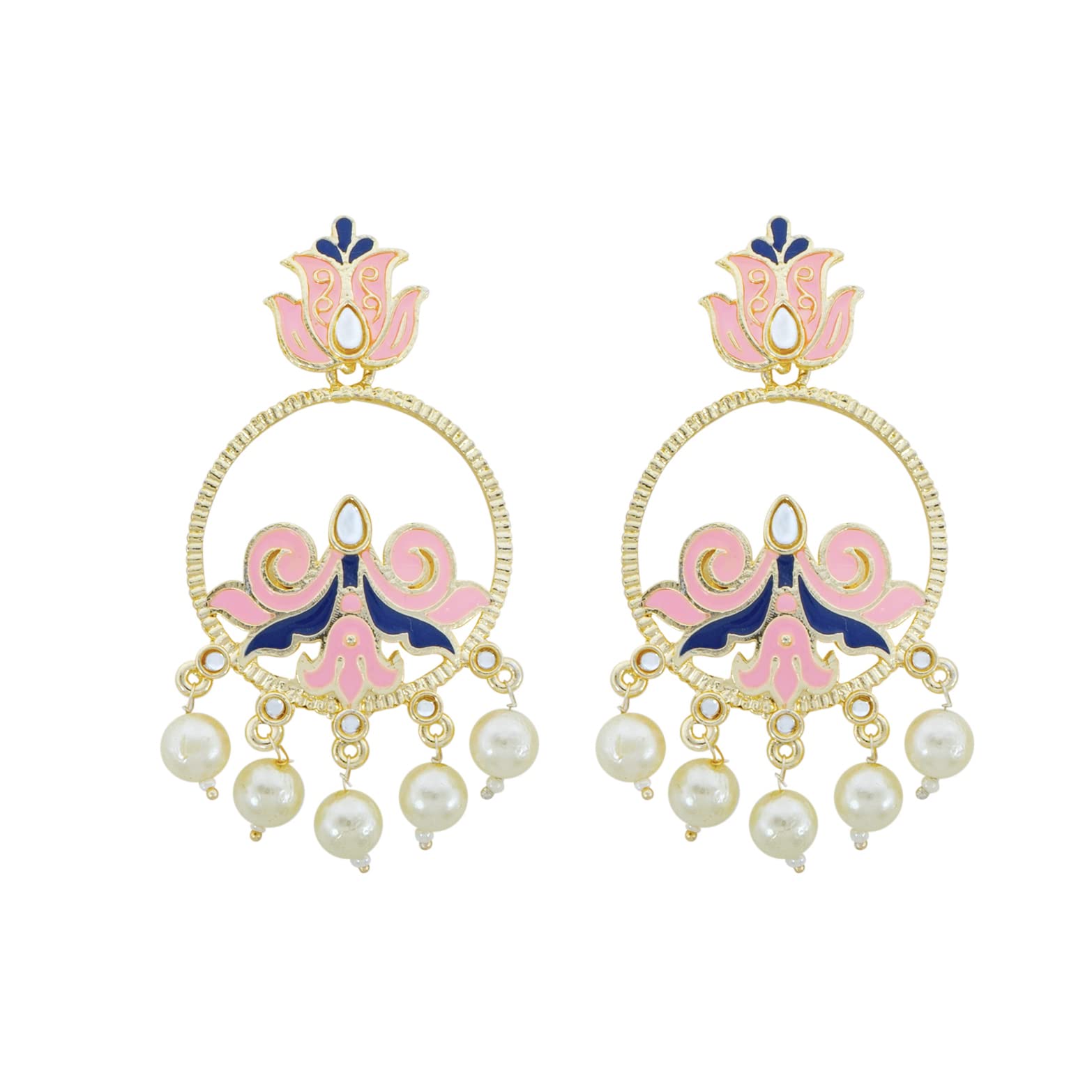 Yellow Chimes Earrings for Women and Girls Meenakari Drop Earrings | Gold Tone Pink Meenakari Drop Earrings | Birthday Gift for girls and women Anniversary Gift for Wife