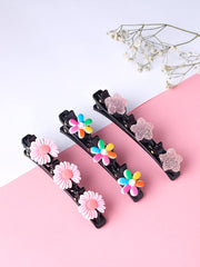 Melbees by Yellow Chimes Hair Clips for Girls 3 Pcs Hairclip Cute Floral Charms Hair Clips for Girls Alligator Hair Clip for Kids and Girls Hair Accessories.