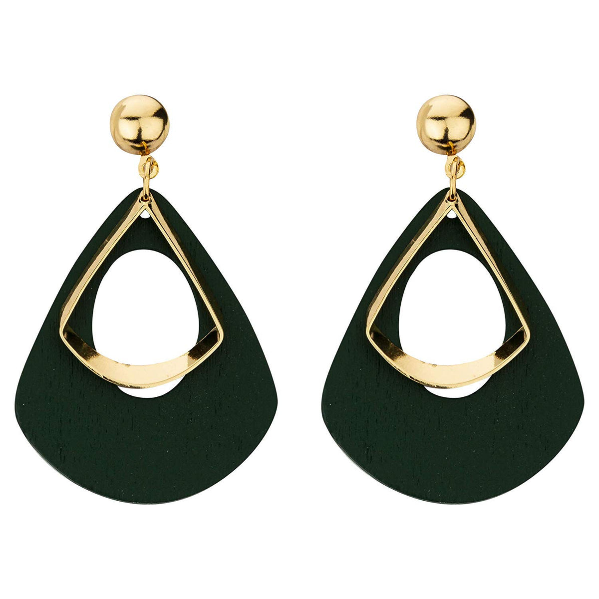 Yellow Chimes Western Style Gold Plated Green Drop Earrings For Women and Girls