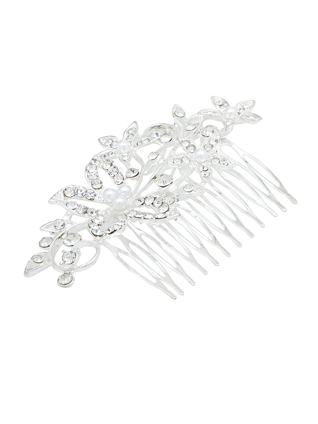 Yellow Chimes Comb Pin for Women Hair Accessories for Women Floral White Comb Clips for Hair for Women Crystal Hair Pin Bridal Hair Accessories for Wedding Side Pin / Comb Pin / Juda Pin Accessories for Women