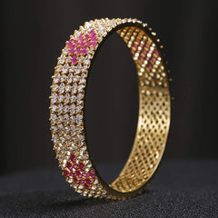 Yellow Chimes Classic Design Pink AD/American Diamond Studded 18k Gold Plated Handcrafted 1 PCs Broad Bangle for Women & Girls (2.8)