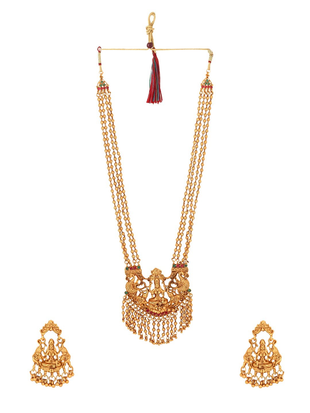 Yellow Chimes Jewellery Set for Women and Girls | Gold Temple Jewellery Set for Women Traditional | Accessories Jewellery for Women | Long Haram Jewelry Set Antique Jewellery | Birthday Gift for girls and women Anniversary Gift for Wife