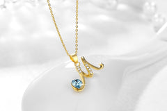 Yellow Chimes Crystals from Swarovski 22K Gold Plated Alphabet Collection Pendant for Men & Women