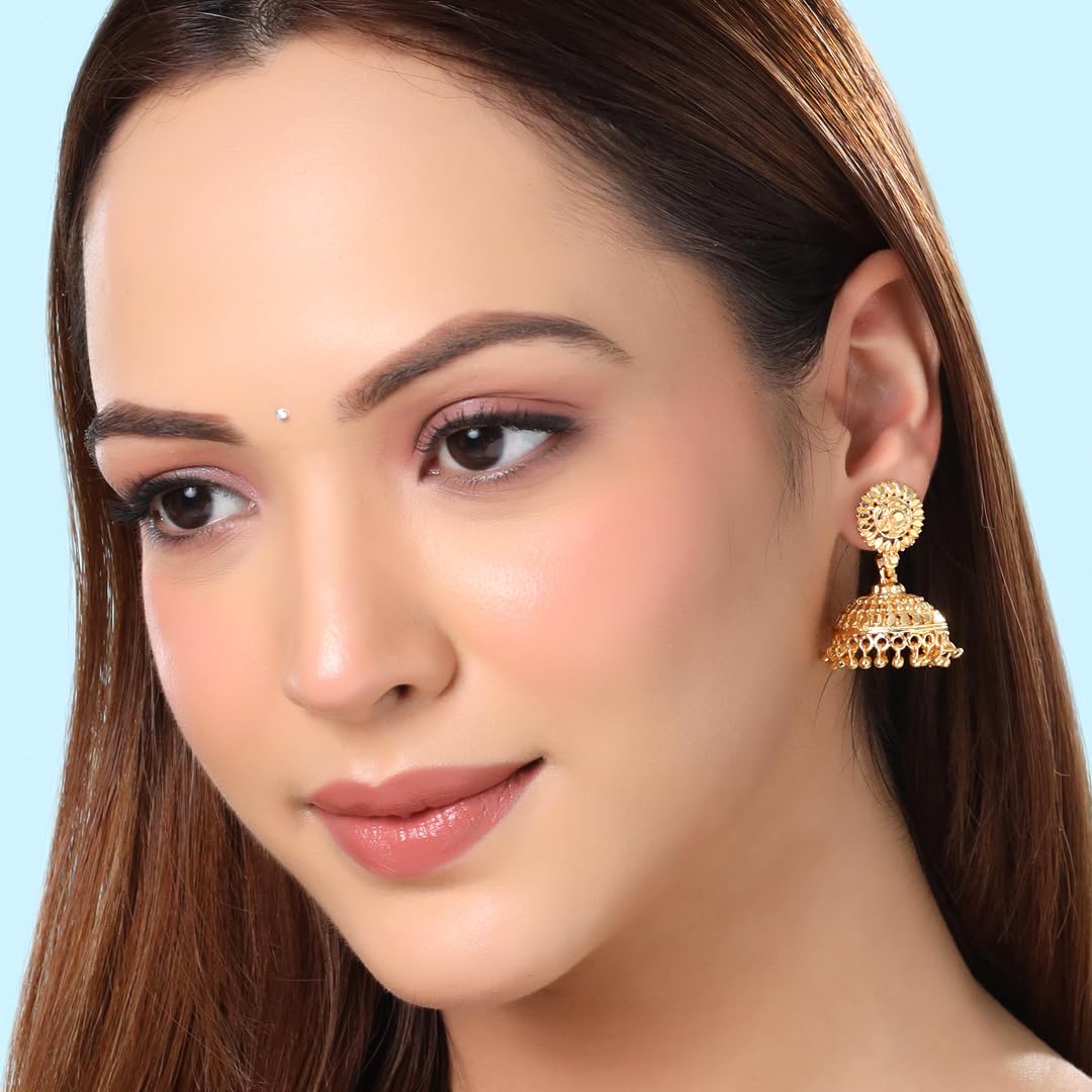 Yellow Chimes Earrings for Women and Girls Gold Plated Jhumka | 3 Pair Combo of Gold Plated Jhumki Earrings|Birthday Gift For girls and women Anniversary Gift for Wife