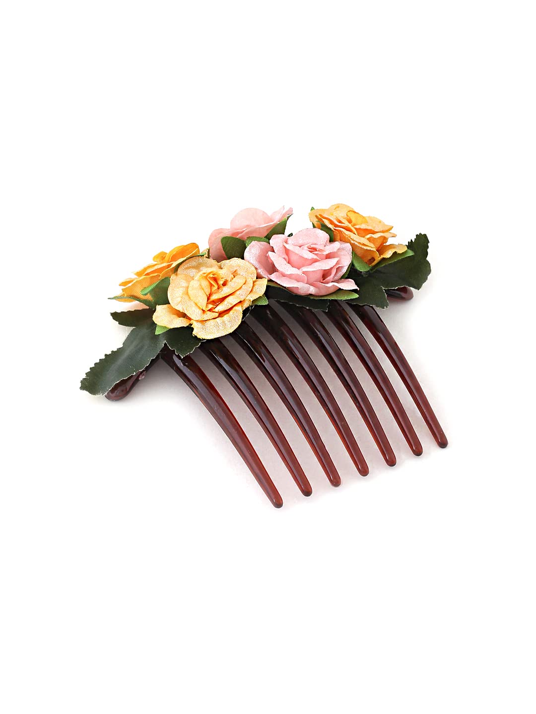 Yellow Chimes Comb Pin for Women Hair Accessories for Women Floral Hair Pins for Women Artificial Floral Hair Pin Bridal Hair Accessories for Wedding Side Pin/Hair Clip/Juda Pin Accessories for Women