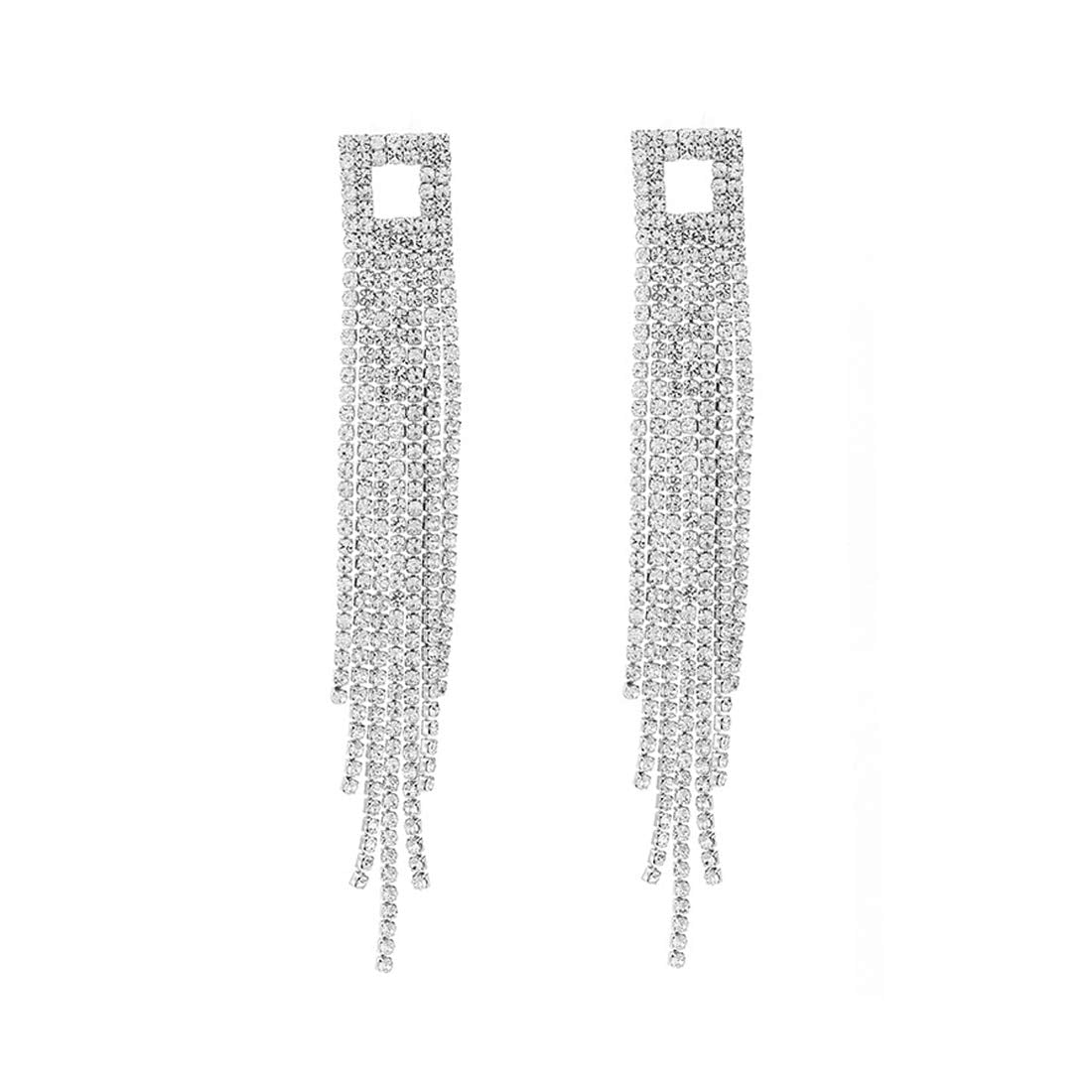 Yellow Chimes Earrings for Women & Girls | Fashion White Crystal Studded Dangler Earring | Silver Toned Western Long Dangler Earrings | Birthday & Anniversary Gift