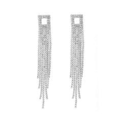 Yellow Chimes Earrings for Women & Girls | Fashion White Crystal Studded Dangler Earring | Silver Toned Western Long Dangler Earrings | Birthday & Anniversary Gift