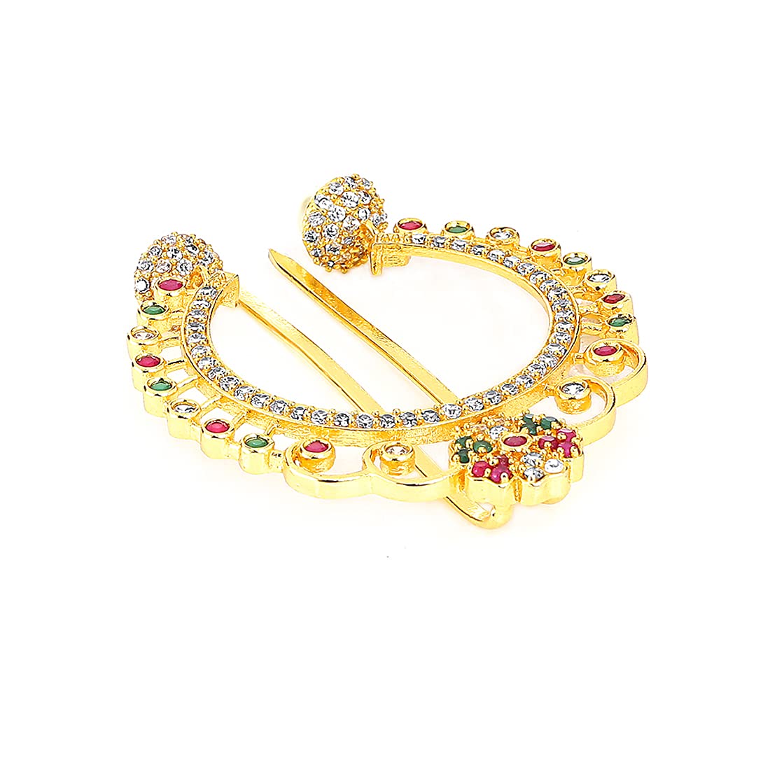 Yellow Chimes Juda Pin for Women AD/American Diamond Juda Pin Floral Design Hair Accessories Gold Plated Bridal Ambada Juda Pin for Women and Girls.