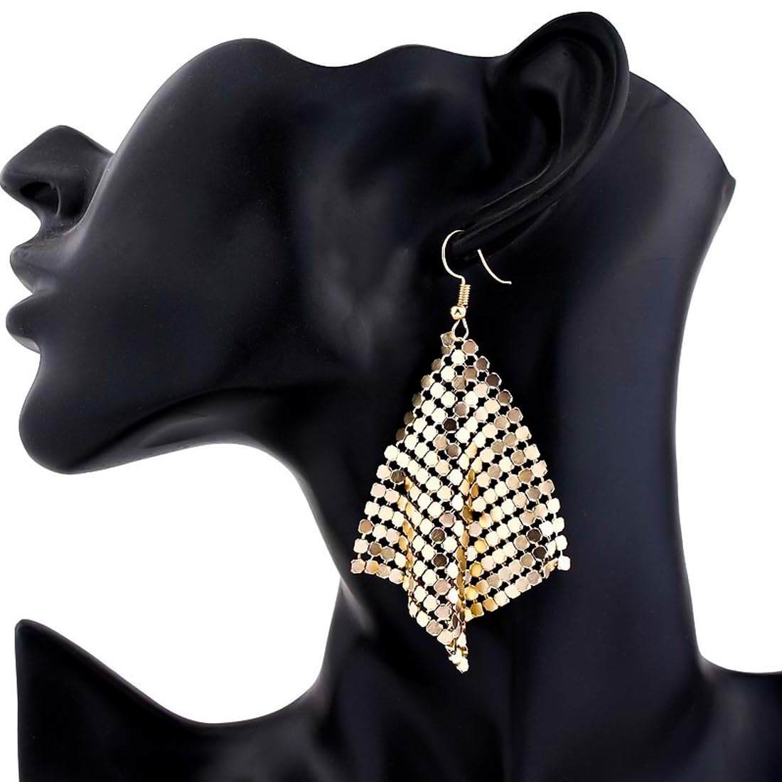 Kairangi Tassel Earrings for Women Metallic Mesh Grid Sequins Golden Tassel Long Drop Earrings Women and Girls.