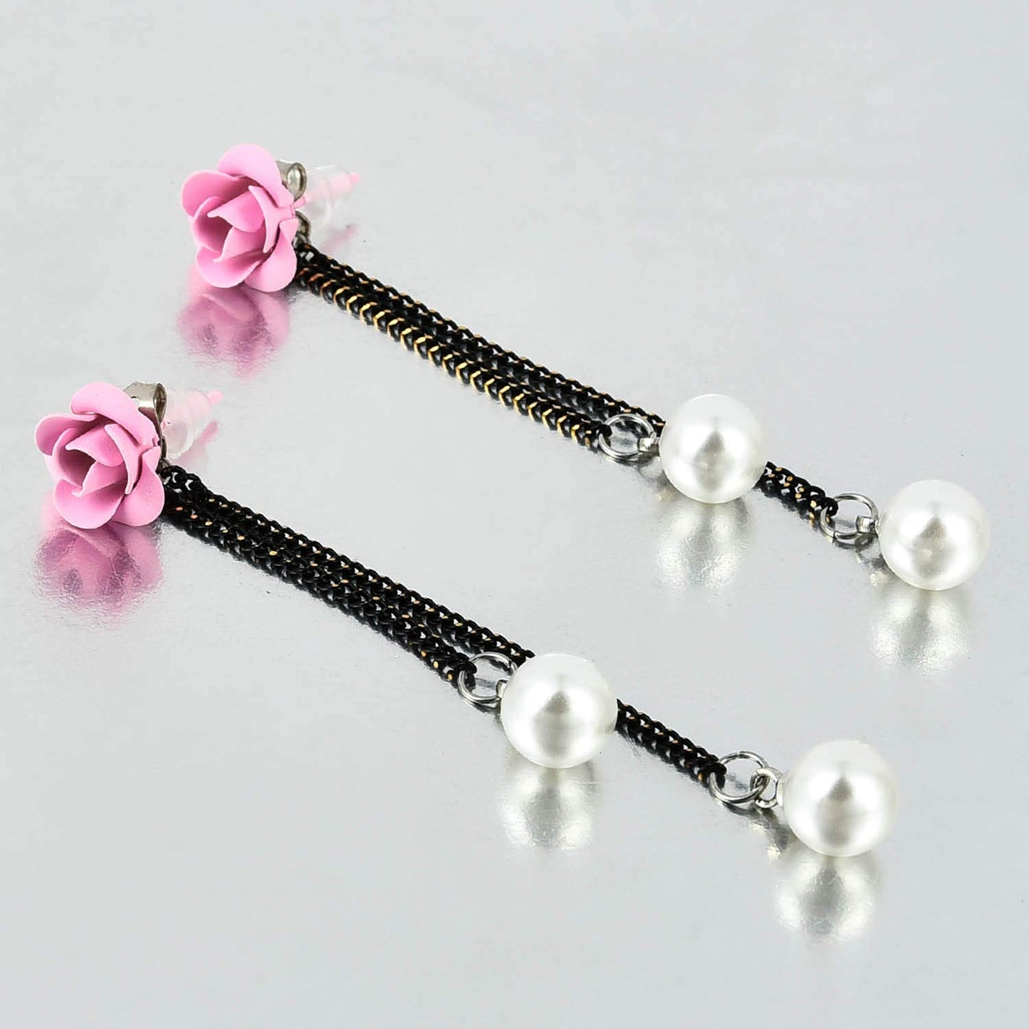 Yellow Chimes Fancy Party ware Rose Pearl Acrylic Dangle Earring for Women and Girls