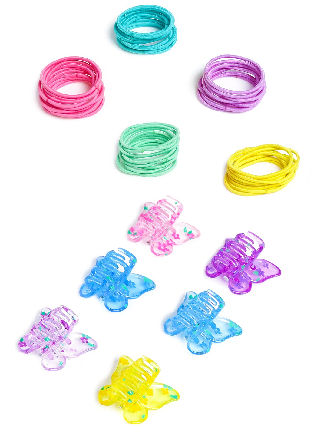 Melbees by Yellow Chimes Hair Clutchers Rubber Band Set for Women 6 Pcs Hair Claws Rubber Bands for Girls Hair Clips Hair Accessories for Girls Kids and Women.