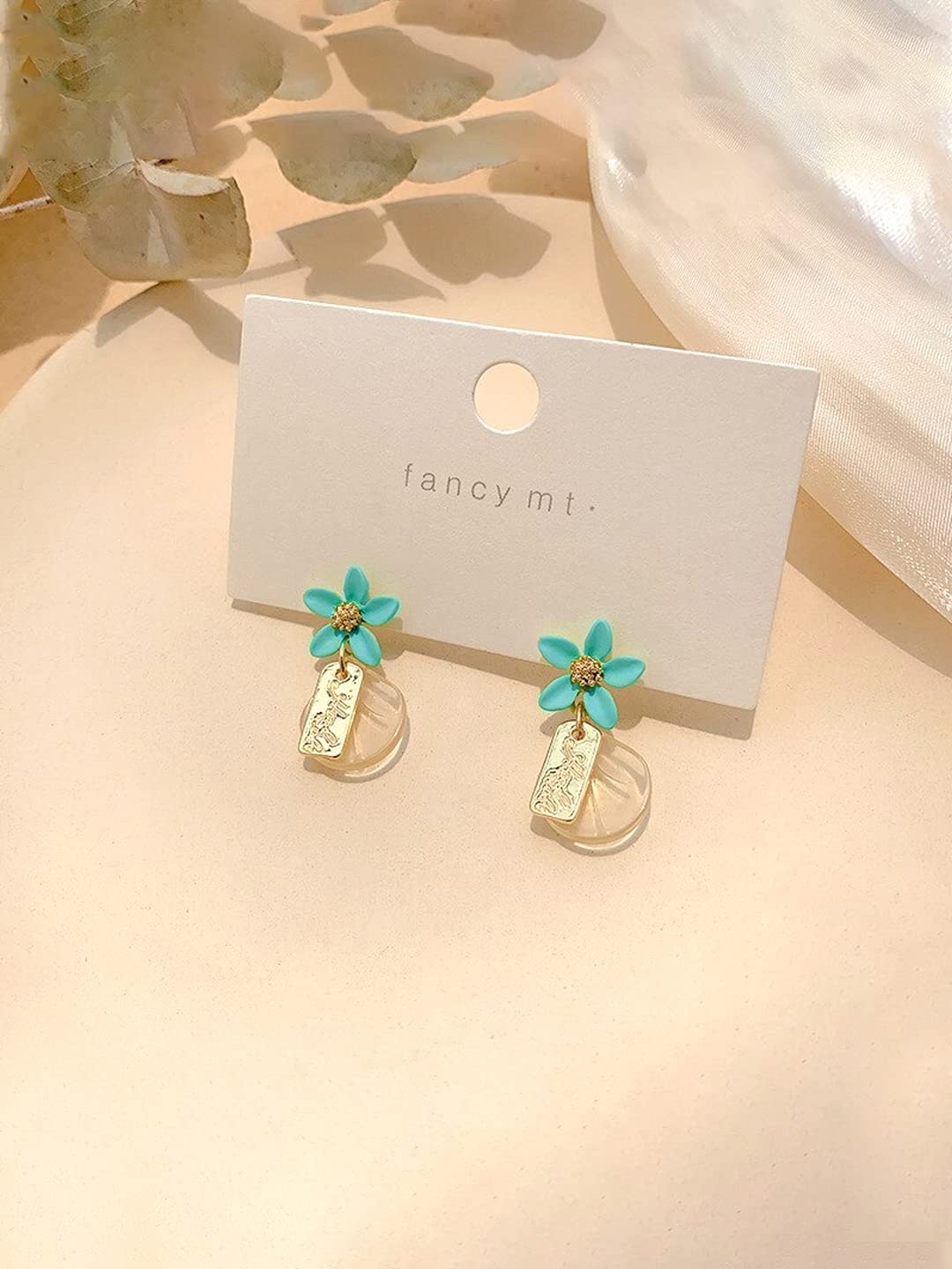 Yellow Chimes Earrings for Women and Girls Drop Earrings for Girls | Gold Toned Blue Floral Designed Drop Designed Drop Earrings | Birthday Gift for girls and women Anniversary Gift for Wife