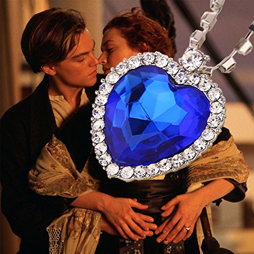 Yellow Chimes The Blue Ocean Heart Austrian Crystal Pendant with Studded Chain for Girls and Women. Perfect to Gift!