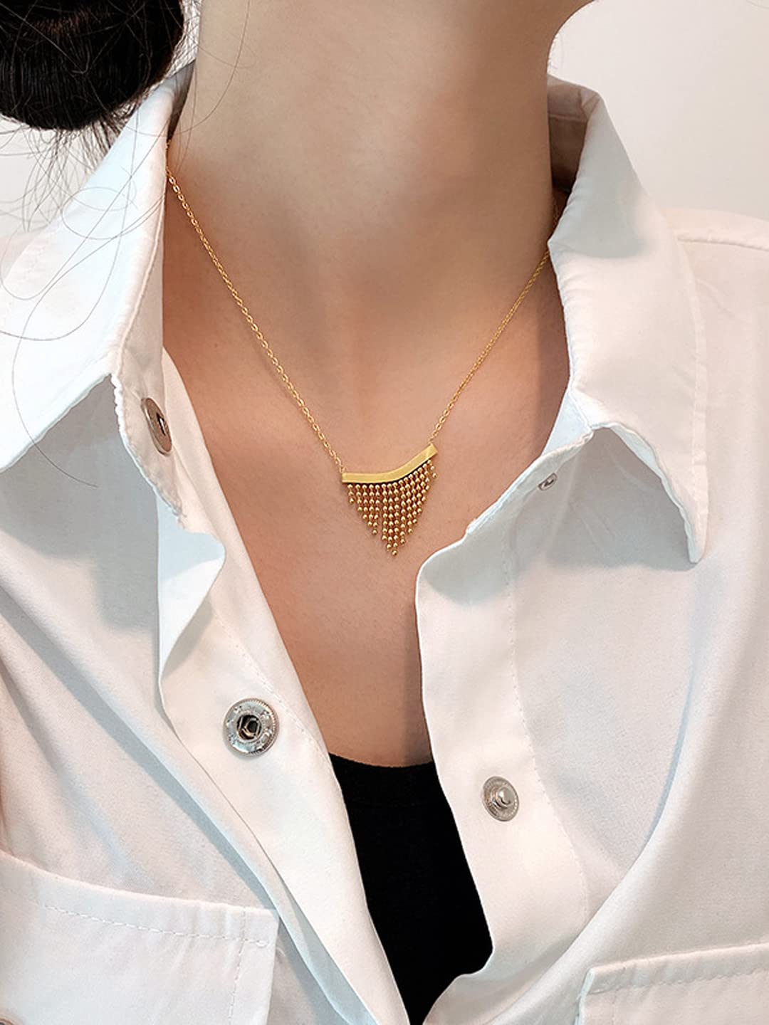 Yellow Chimes Layered Choker Necklace for Women Minimal Shaped Neck Chains Charm Designed Choker Necklace for Women and Girls. (NK 3)