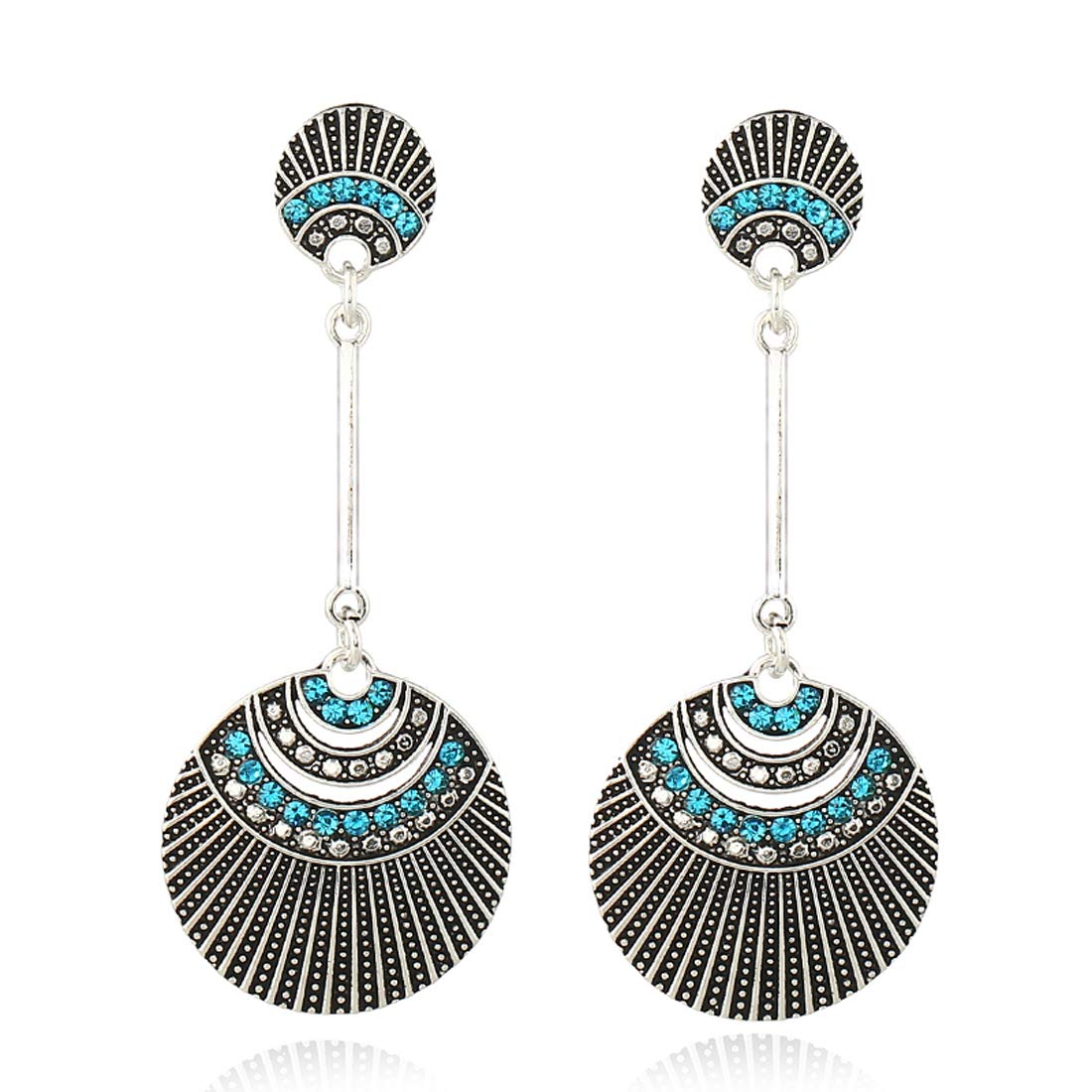 Yellow Chimes Fashion Tribal Looks Base Metal Silver, Blue Tassel Earring for Women