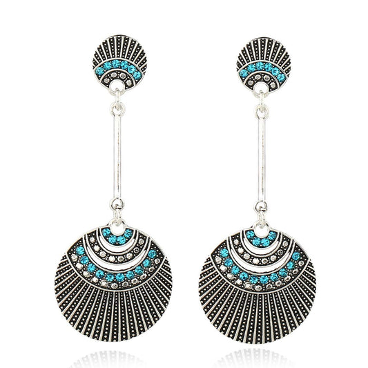 Yellow Chimes Fashion Tribal Looks Base Metal Silver, Blue Tassel Earring for Women