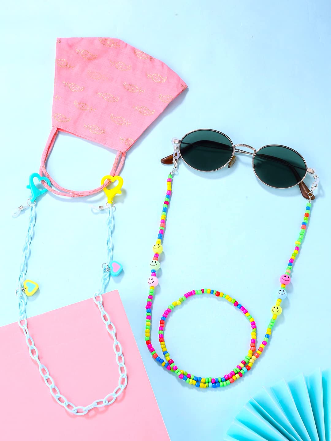 Melbees by Yellow Chimes Sunglasses Chain for Women Eyeglasses Chain Multicolor Beadded Face Mask Chains Sunglasses Accessories/Sunglasses Lanyard for Girls and Kids