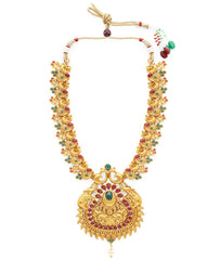 Yellow Chimes Ethnic Jewellery Set Gold Plated Peacock Jewelry Set Traditional Antique Ruby Necklace Set For Women & Girls