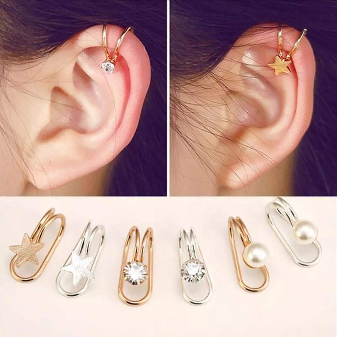 Vembley Korean No Piercing Zircon Butterfly Wrap Crawler Ear Cuff Earrings  2Pcs/Set at Rs 200/pair | Ear Cuffs in New Delhi | ID: 26479267688