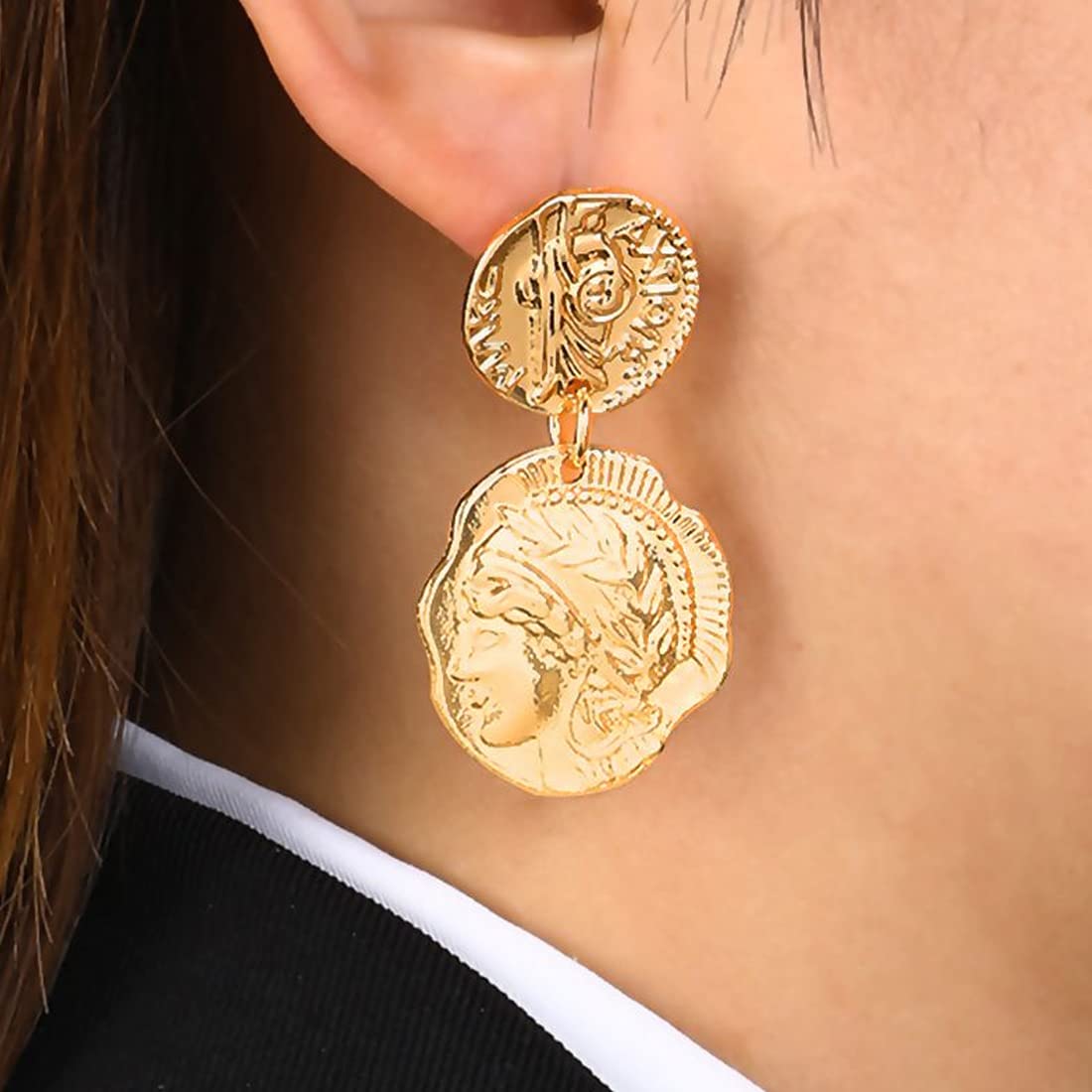 Yellow Chimes Latest Collection Silver Gold Plated Design Hoop Stud Earrings for Women and Girls (Geometric Design 3)