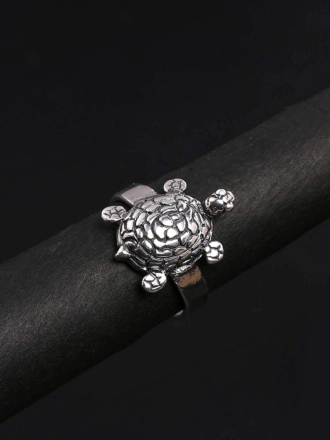 Yellow Chimes Rings for Men Tortoise Good Charm 925 Sterling Silver Hallmark and Certified Purity Unisex Turtle Ring for Women and Men