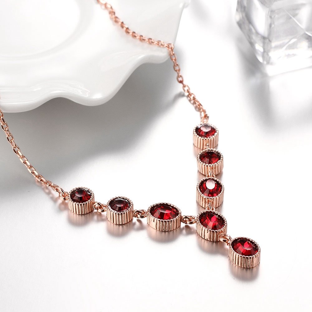 Yellow Chimes Red Royal Genre Austrian Crystal 18K Rose Gold Plated Necklace for Women and Girls