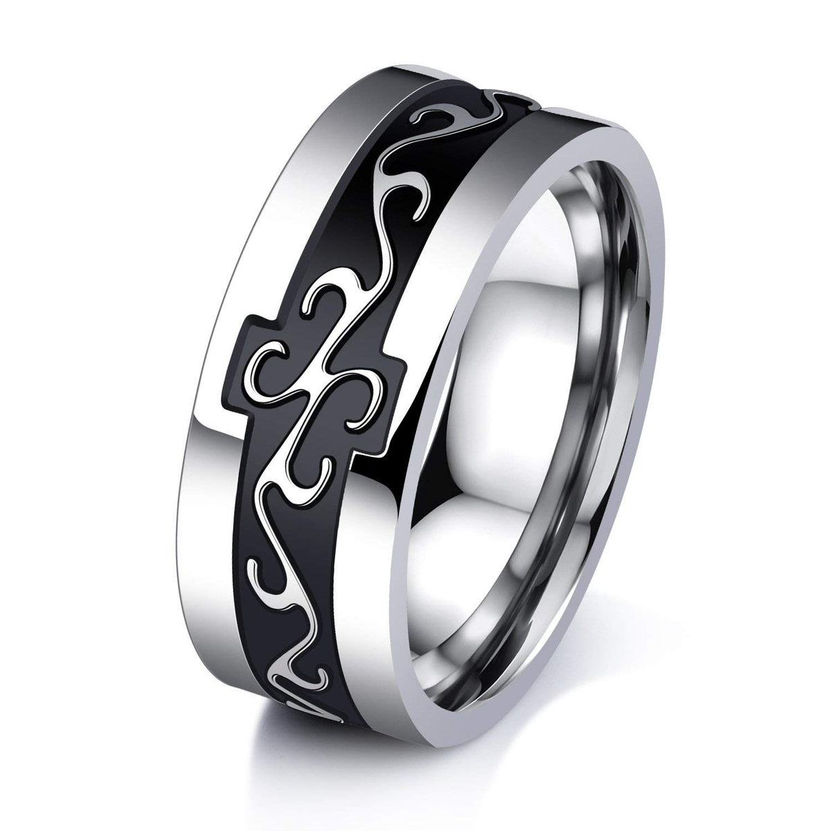 MRoyale™ Men's Stainless Steel Black/Gold/Silver Wedding Band Ring -  EliteDealsOutlet
