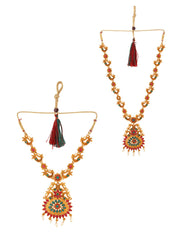 Yellow Chimes traditional Jewellery Set for Women Gold-Plated Temple Necklace Set Stone-Studded Necklace Set For Women & Girls (NK 6)