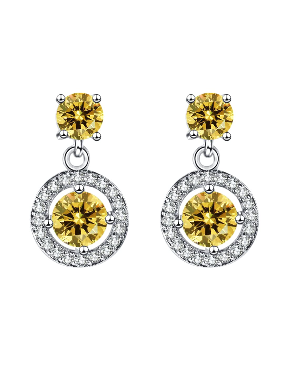 Yellow Chimes Drop Earrings for Women with Yellow Crystal Silver-toned Glamour Spark Drop Earrings For Women & Girls