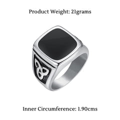 Yellow Chimes Rings for Men Silver toned Black Colored Stainless Steel Band Designed Ring fro Men and Boys