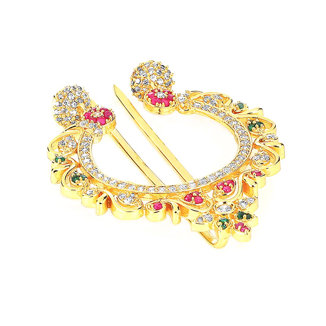 Yellow Chimes Juda Pin for Women AD/American Diamond Juda Pin Flower Hair Accessories Gold Plated Bridal Ambada Juda Pin for Women and Girls.