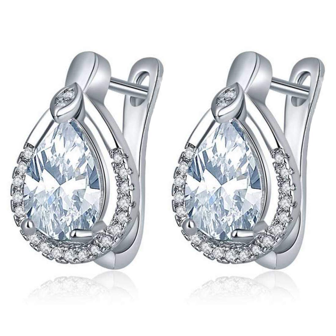 Yellow Chimes Exclusive Crystal Collection Cubic Zircon Platinum Plated Clip-on Earrings For Women