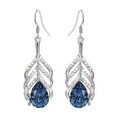 Yellow Chimes Crystals from Swarovski Blue Crystal Lord Krishna Peacock Feather Earring for Women & Girls