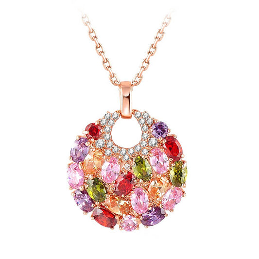 Yellow Chimes Chain Pendant for Women Multicolor Swiss Zircon Crystal Pendant 18k Rose Gold Plated Chain Pendant for women and Girls.