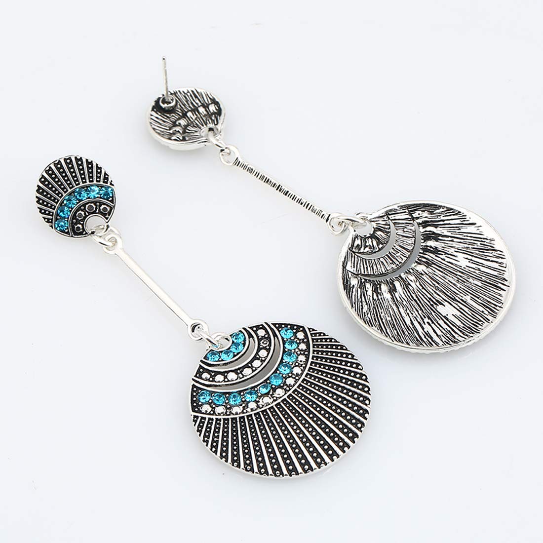 Yellow Chimes Fashion Tribal Looks Base Metal Silver, Blue Tassel Earring for Women