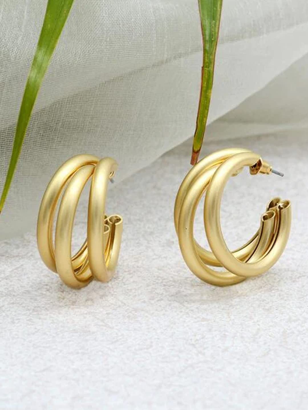 Yellow Chimes Earrings for Women and Girls Golden Hoops Earrings | Gold Plated Layered Hoop Earrings for Women | Birthday Gift for girls and women Anniversary Gift for Wife