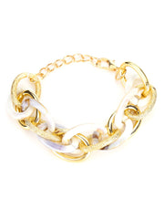 Yellow Chimes Chain Bracelet for Women Stainless Steel Gold Plated Big White Link Chain Bracelet for Women and Girls