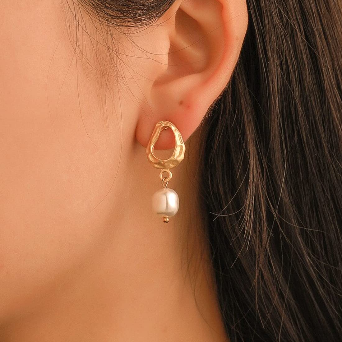 Yellow Chimes Latest Collection Silver Gold Plated Design Hoop Stud Earrings for Women and Girls (Geometric Design 3)