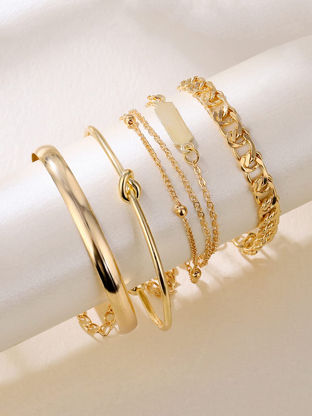 Yellow Chimes Chain Bracelet for Womens Gold Toned Multilayer