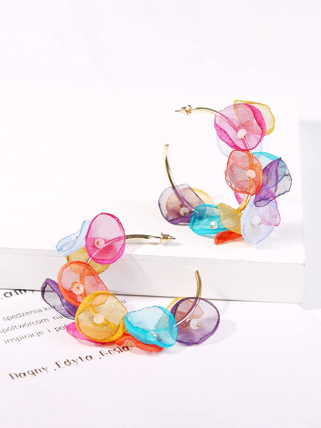 Yellow Chimes Earrings For Women Gold Tone Hoop With Multicolor Petals Attached Earrings For Women and Girls