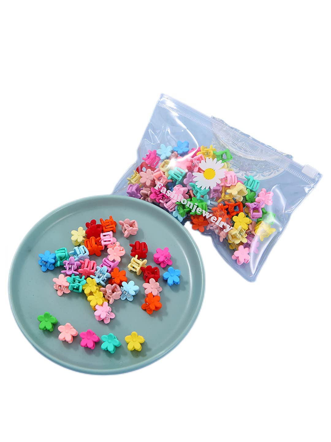 Melbees by Yellow Chimes Hair Clips for Girls Kids Hair Accessories for Girls Hair Claw Clips for Girls Kids Multicolor Floral Small Claw Clip 50 Pcs Mini Hair Claw Clips for Girls Baby's Clutchers for Hair