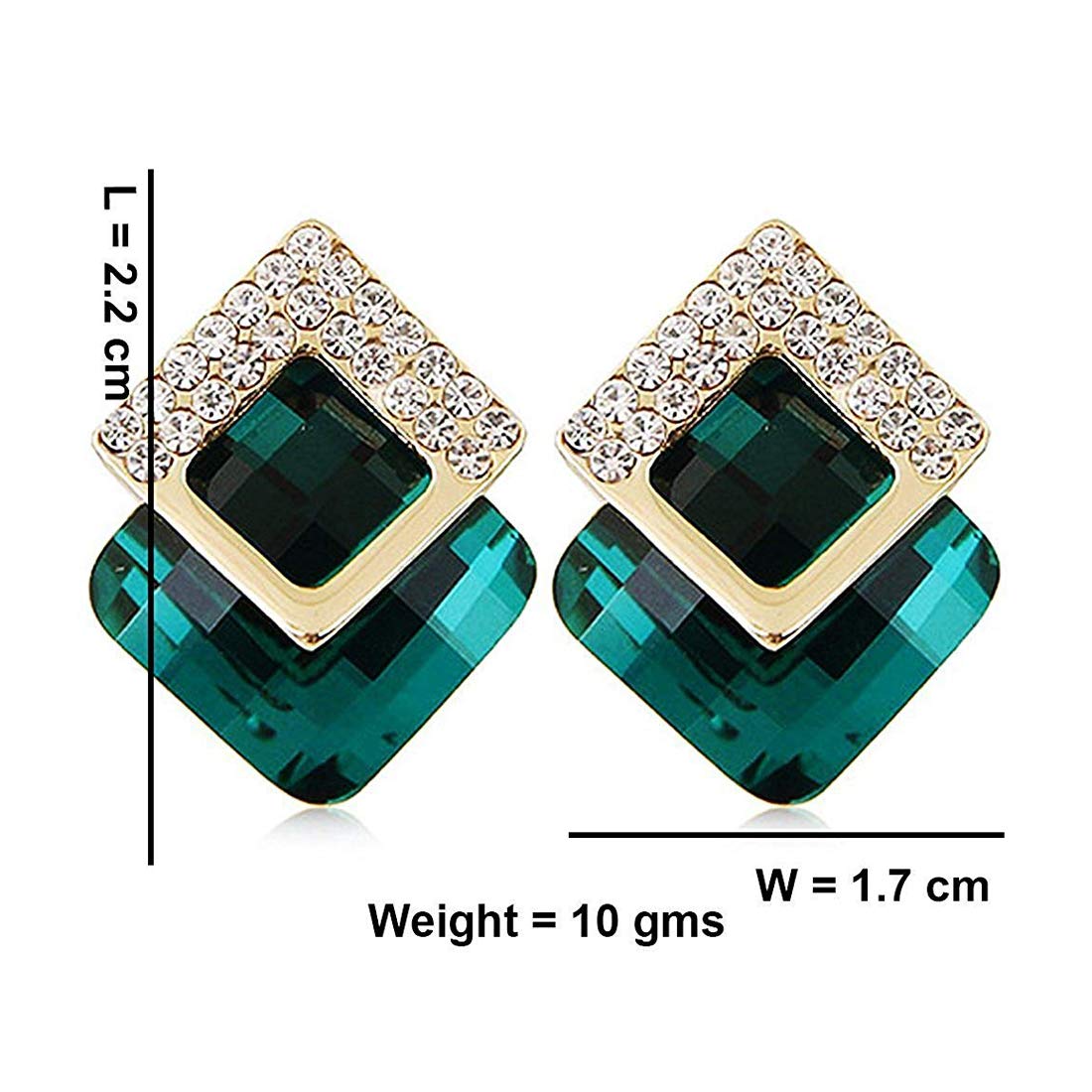 Yellow Chimes Crystal Elements Limited Edition Sparkling AAA Emerald Stunning Stud Earrings For Women